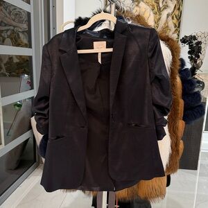 cinq a sept Black Tailored Satin Blazer